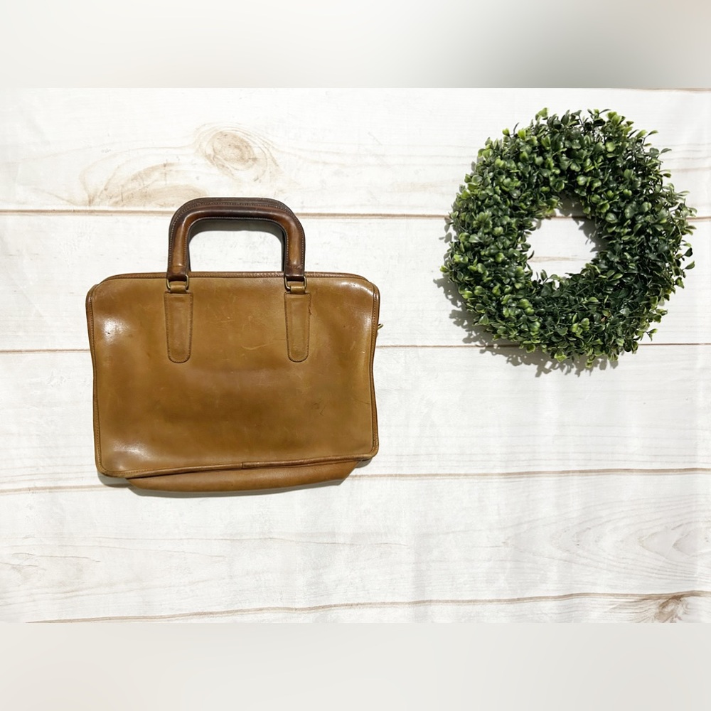 Vintage 70's Saddle Brown Coach Small Satchel Briefcase